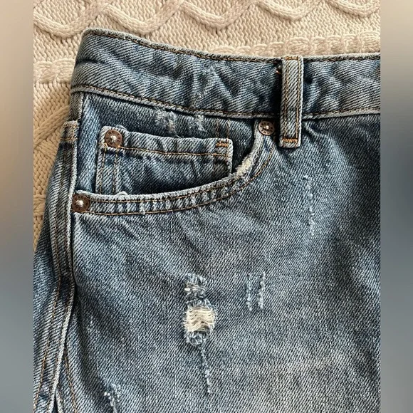 We The Free Distressed Denim Button-Up Skirt Women’s Size 28 - Picture 14 of 14